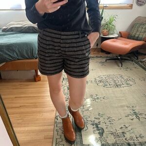 J. Crew Black and Gray Striped Wool Shorts